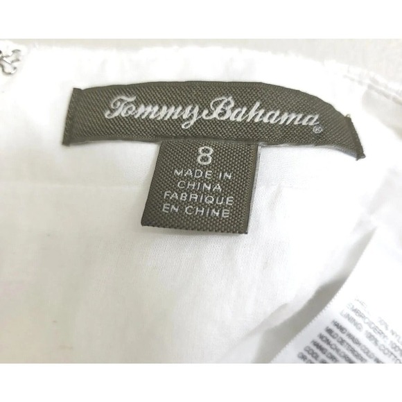 Tommy Bahama ~Woman Size 8~ White Textured Print Cotton Pencil Skirt Fully Lined - Picture 7 of 9